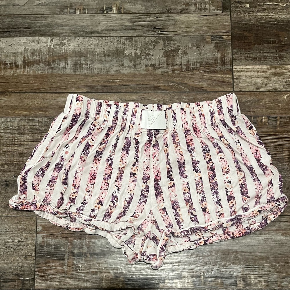 Vintage Victoria's Secret Pink and Purple Floral Striped Shorts